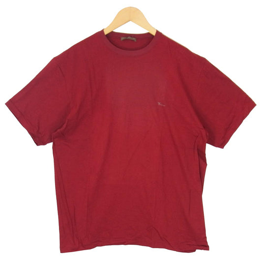 Yohji Yamamoto ヨウジヤマモト Y's for men ワイズフォーメン 80s 初期タグ ロゴプリント 半袖Tシャツ エンジ系 サイズ表記無【中古】