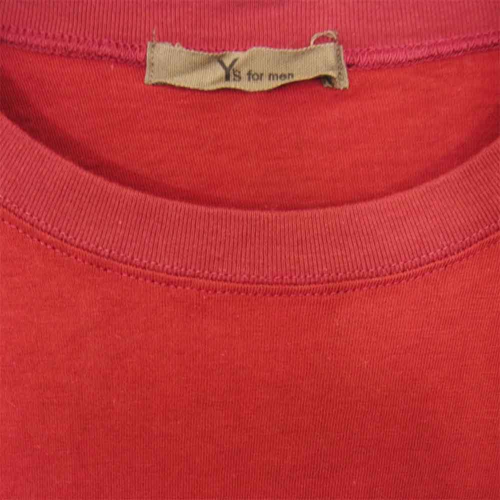 Yohji Yamamoto ヨウジヤマモト Y's for men ワイズフォーメン 80s 初期タグ ロゴプリント 半袖Tシャツ エンジ系 サイズ表記無【中古】