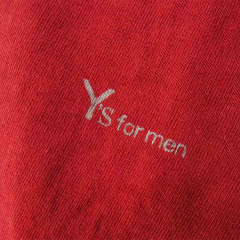 Yohji Yamamoto ヨウジヤマモト Y's for men ワイズフォーメン 80s 初期タグ ロゴプリント 半袖Tシャツ エンジ系 サイズ表記無【中古】