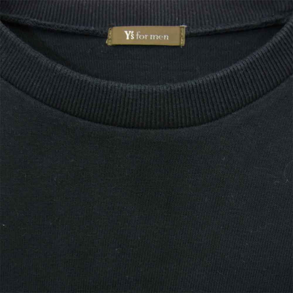 Yohji Yamamoto ヨウジヤマモト Y's for men ワイズフォーメン ロゴ刺繍 長袖Tシャツ ブラック系 サイズ表記無【中古】