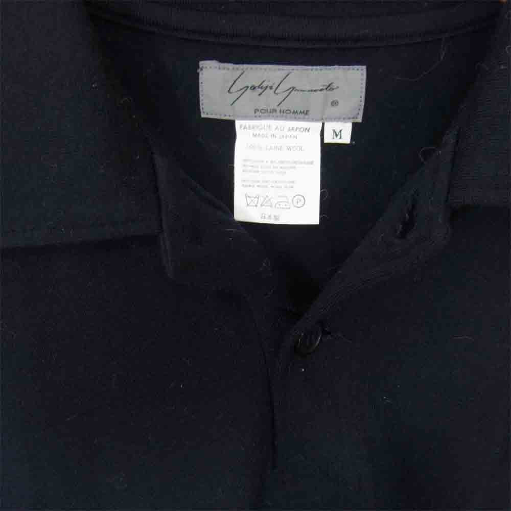 Yohji Yamamoto ヨウジヤマモト POUR HOMME プールオム 80~90s 丸ロゴ 初期タグ ウール ニットポロ ニットソー ブラック系 M【中古】