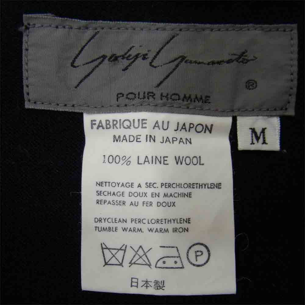 Yohji Yamamoto ヨウジヤマモト POUR HOMME プールオム 80~90s 丸ロゴ 初期タグ ウール ニットポロ ニットソー ブラック系 M【中古】