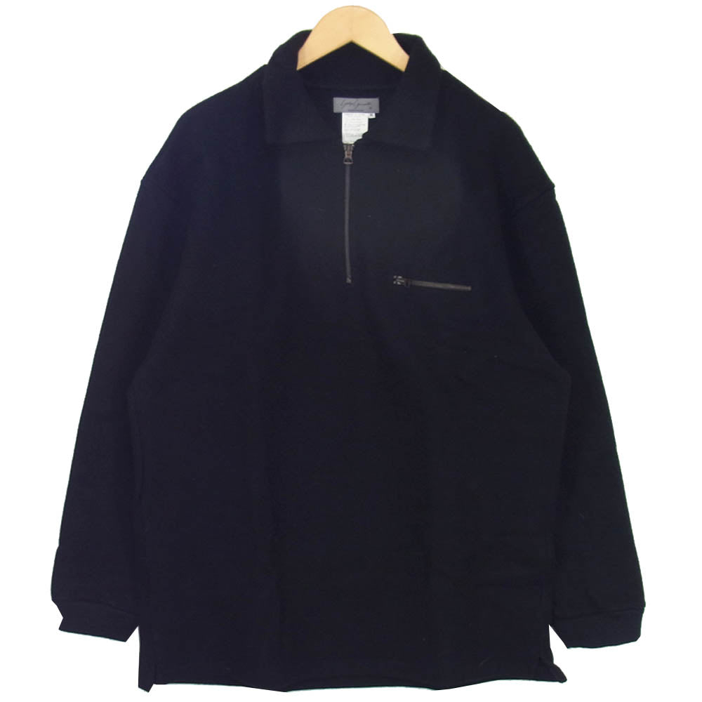 Yohji Yamamoto ヨウジヤマモト POUR HOMME プールオム 80~90s 丸ロゴ 初期タグ 縮絨ウール ハーフジップ プルオーバー プルオーバー ジャケット ブラック系 M【中古】