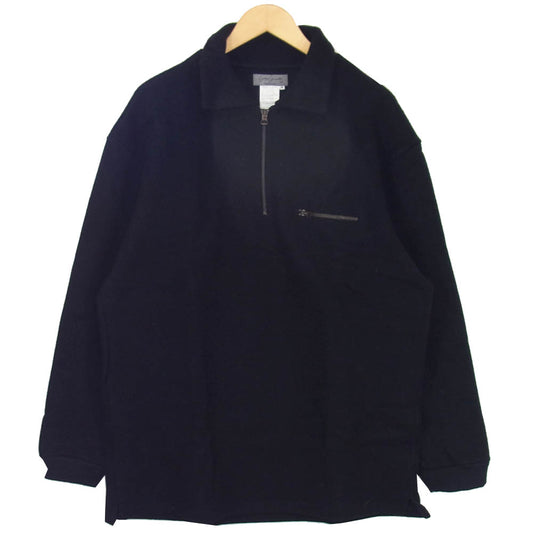 Yohji Yamamoto ヨウジヤマモト POUR HOMME プールオム 80~90s 丸ロゴ 初期タグ 縮絨ウール ハーフジップ プルオーバー プルオーバー ジャケット ブラック系 M【中古】