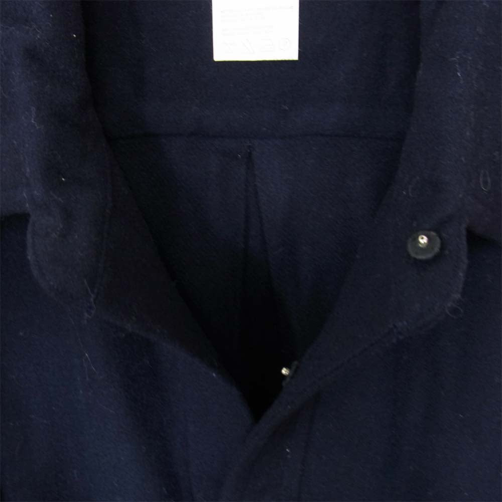 Yohji Yamamoto ヨウジヤマモト POUR HOMME プールオム HV-B40-962 フラノウール 比翼スナップ オーバーサイズ シャツ ネイビー系 M【中古】