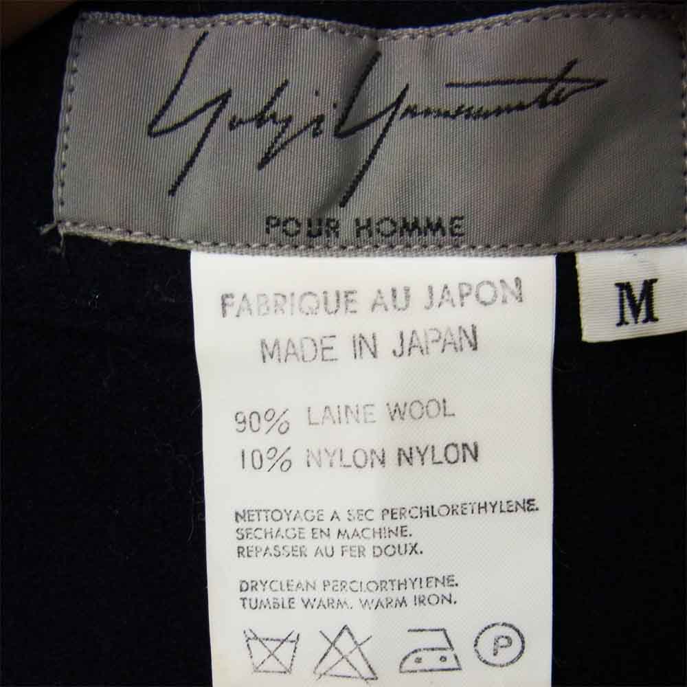 Yohji Yamamoto ヨウジヤマモト POUR HOMME プールオム HV-B40-962 フラノウール 比翼スナップ オーバーサイズ シャツ ネイビー系 M【中古】
