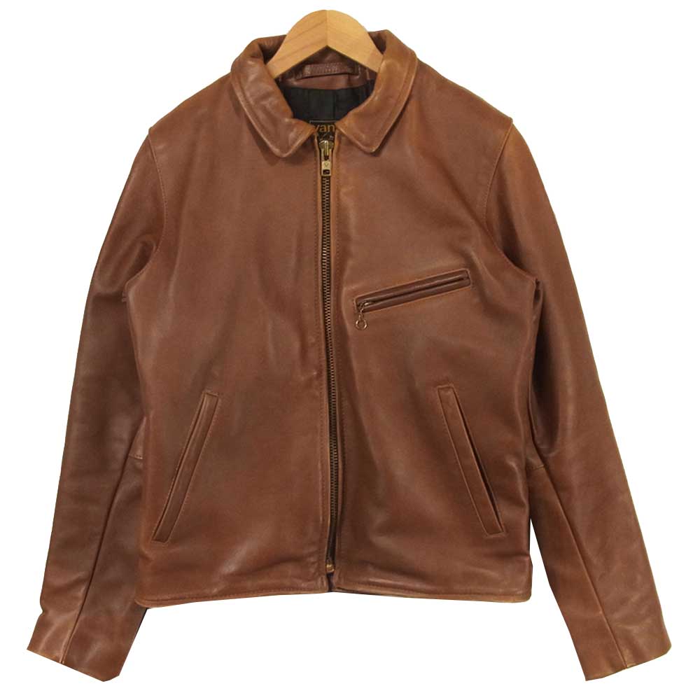 VANSON バンソン 20995B08 ENF エンフィールド 襟付き シングル ライダース ジャケット ブラウン系 36【中古】