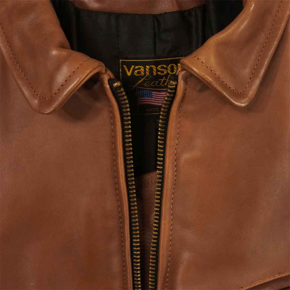 VANSON バンソン 20995B08 ENF エンフィールド 襟付き シングル ライダース ジャケット ブラウン系 36【中古】
