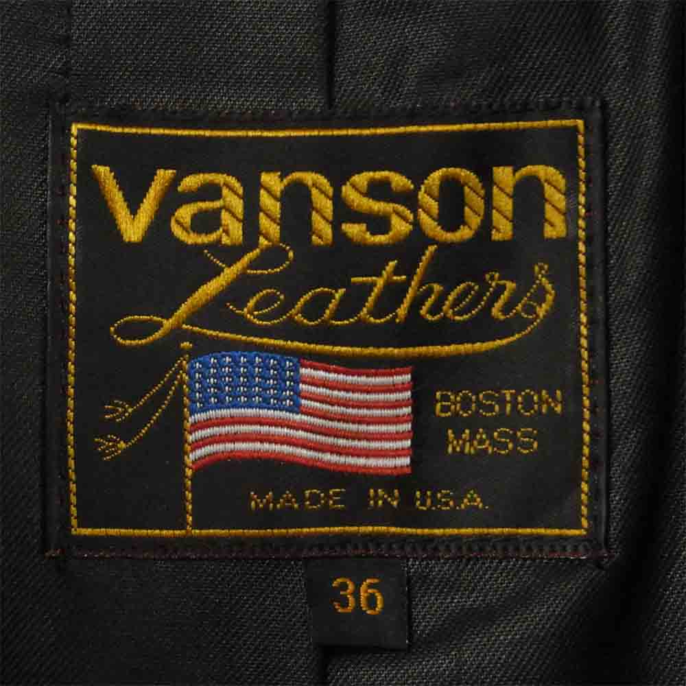 VANSON バンソン 20995B08 ENF エンフィールド 襟付き シングル ライダース ジャケット ブラウン系 36【中古】