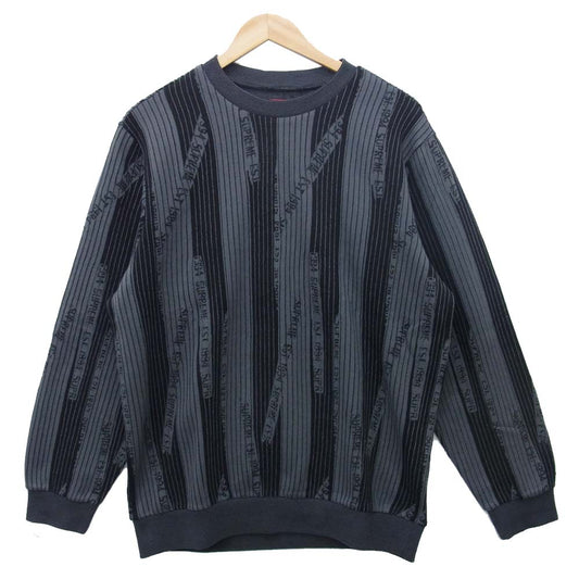 Supreme シュプリーム 20AW Textured Stripe Crewneck ストライプ クルーネック ブラック系 グレー系 M【新古品】【未使用】【中古】