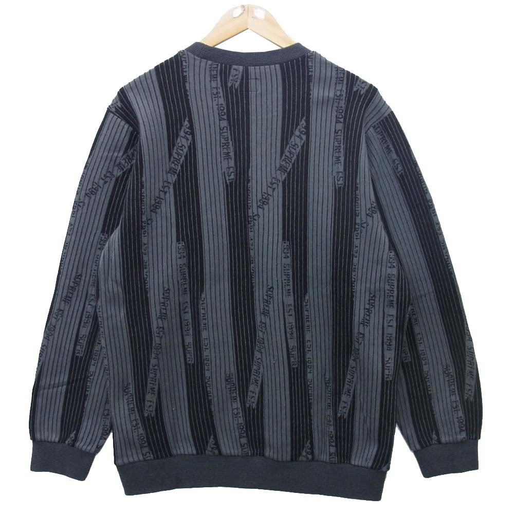 Supreme シュプリーム 20AW Textured Stripe Crewneck ストライプ クルーネック ブラック系 グレー系 M【新古品】【未使用】【中古】
