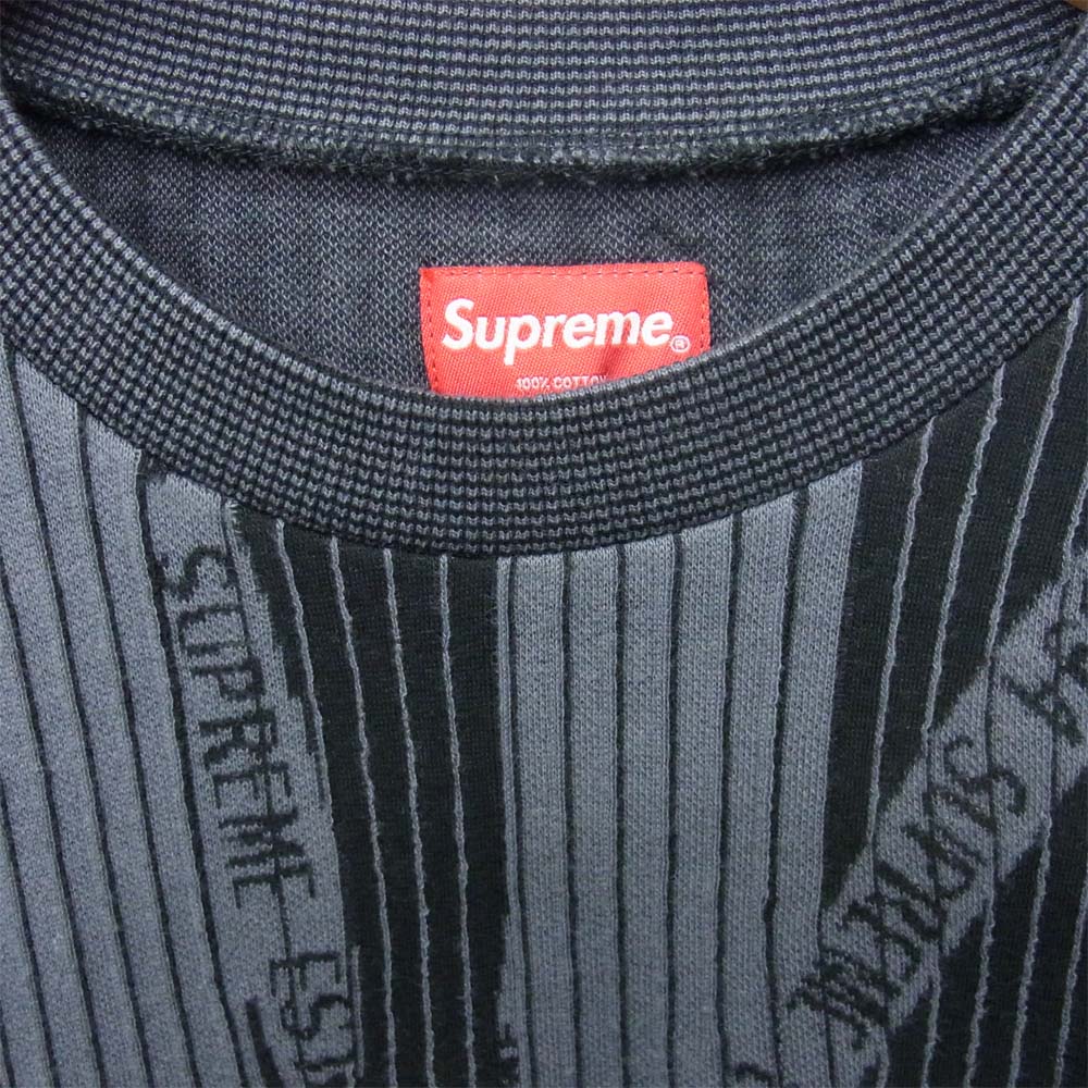 Supreme シュプリーム 20AW Textured Stripe Crewneck ストライプ クルーネック ブラック系 グレー系 M【新古品】【未使用】【中古】