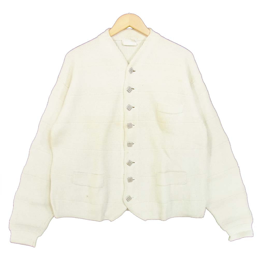 Yohji Yamamoto ヨウジヤマモト POUR HOMME プールオム 80s～90s 丸ロゴ 初期タグ ウール ニットジャケット カーディガン オフホワイト系 表記無し【中古】