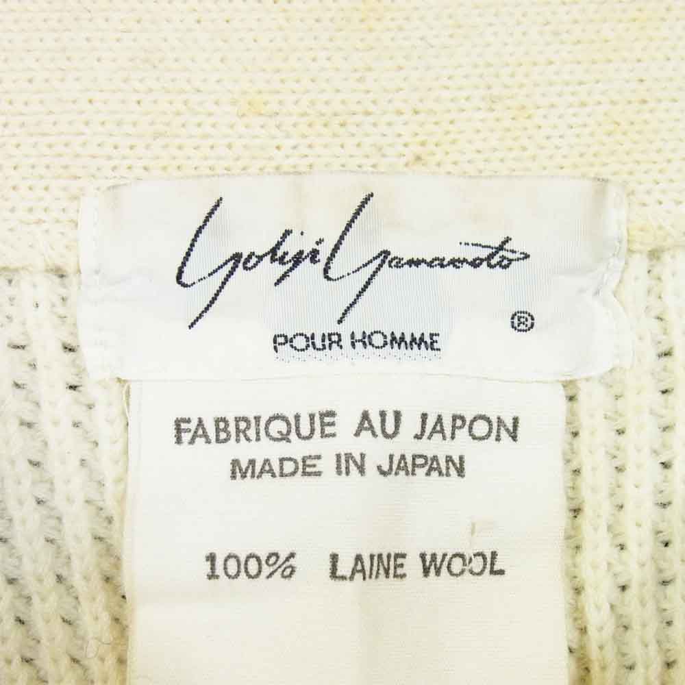 Yohji Yamamoto ヨウジヤマモト POUR HOMME プールオム 80s～90s 丸ロゴ 初期タグ ウール ニットジャケット カーディガン オフホワイト系 表記無し【中古】