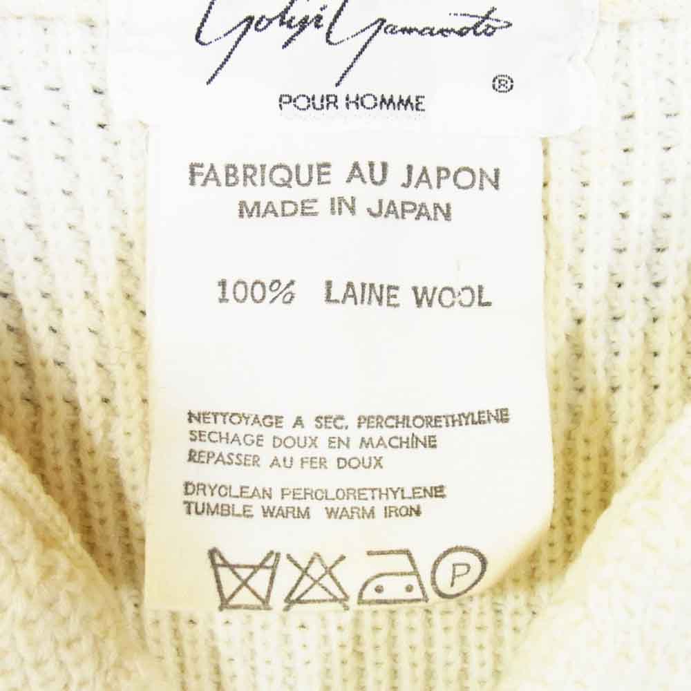 Yohji Yamamoto ヨウジヤマモト POUR HOMME プールオム 80s～90s 丸ロゴ 初期タグ ウール ニットジャケット カーディガン オフホワイト系 表記無し【中古】
