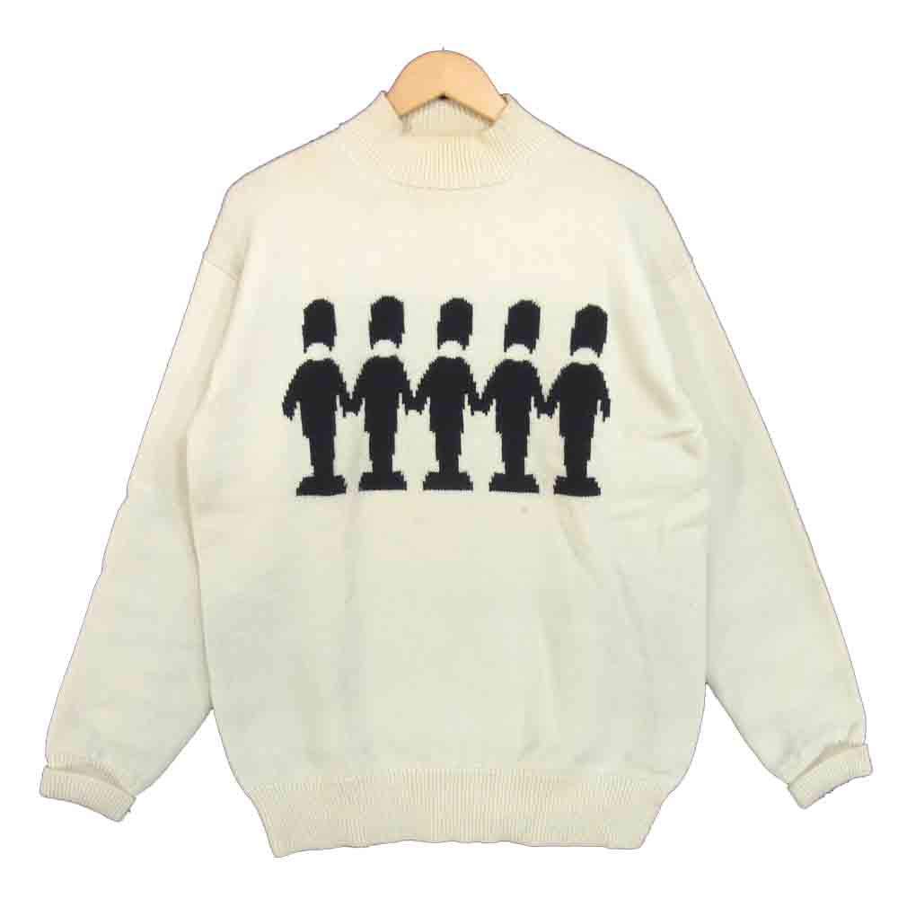 Yohji Yamamoto ヨウジヤマモト POUR HOMME プールオム 80s～90s 丸ロゴ 初期タグ モックネック ウール ニット オフホワイト系 M【中古】