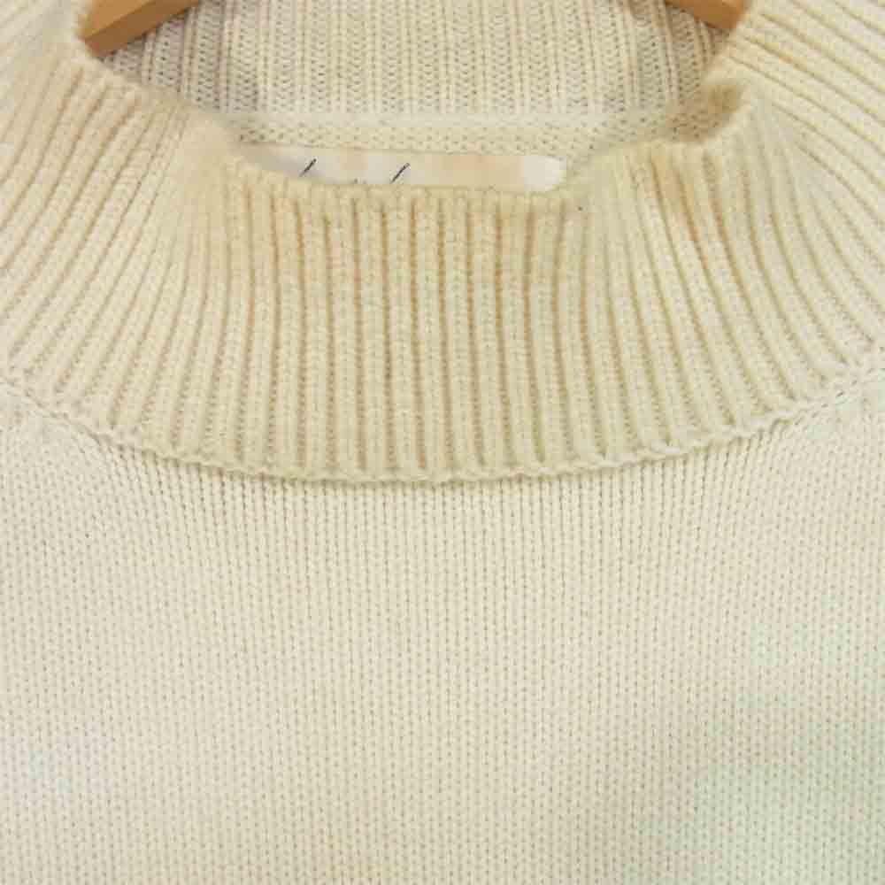 Yohji Yamamoto ヨウジヤマモト POUR HOMME プールオム 80s～90s 丸ロゴ 初期タグ モックネック ウール ニット オフホワイト系 M【中古】