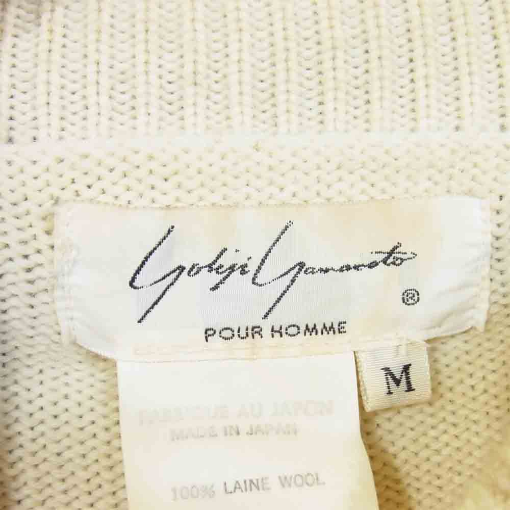 Yohji Yamamoto ヨウジヤマモト POUR HOMME プールオム 80s～90s 丸ロゴ 初期タグ モックネック ウール ニット オフホワイト系 M【中古】