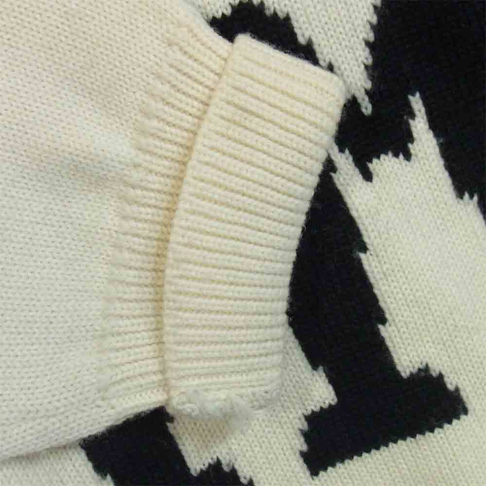 Yohji Yamamoto ヨウジヤマモト POUR HOMME プールオム 80s～90s 丸ロゴ 初期タグ モックネック ウール ニット オフホワイト系 M【中古】