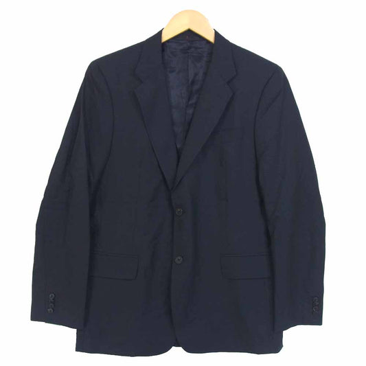 Yohji Yamamoto ヨウジヤマモト Y ワイ イタリア生産 フォーマルライン セットアップ ウール 2Bジャケット パンツ スーツ ストライプ ネイビー系 48【中古】