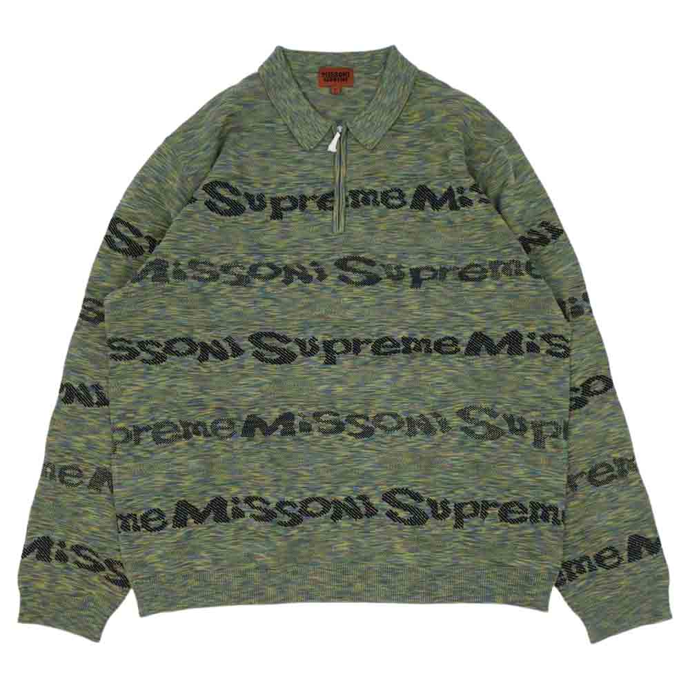Supreme シュプリーム 21AW Missoni Zip L/S Polo ミッソーニ ジップ 長袖 ポロシャツ グリーン系 XL【新古品】【未使用】【中古】