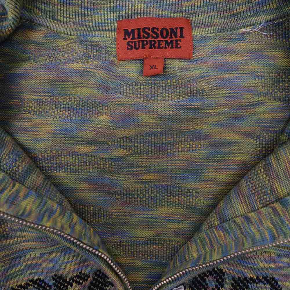 Supreme シュプリーム 21AW Missoni Zip L/S Polo ミッソーニ ジップ 長袖 ポロシャツ グリーン系 XL【新古品】【未使用】【中古】