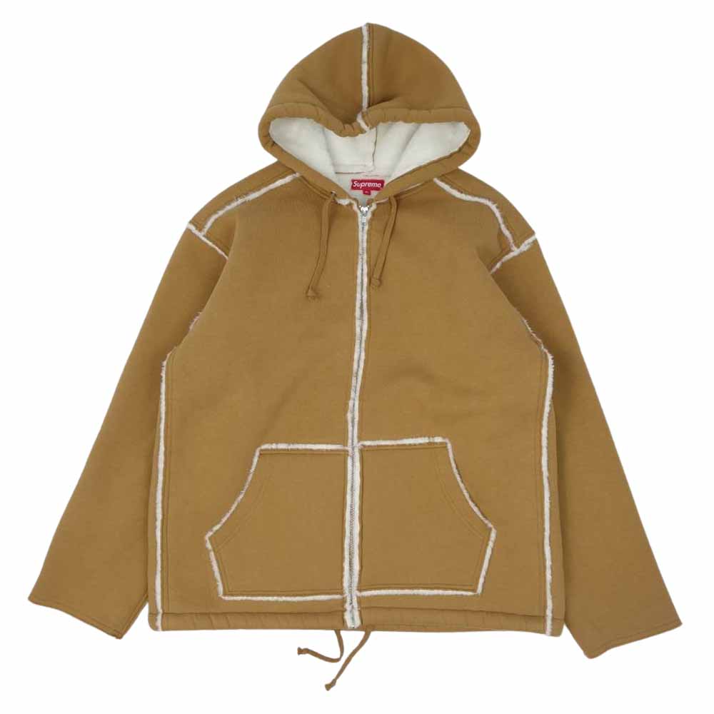 Supreme シュプリーム 21AW Faux Shearling Hooded Jacket フーデッド ジャケット ライトブラウン系 XL【新古品】【未使用】【中古】