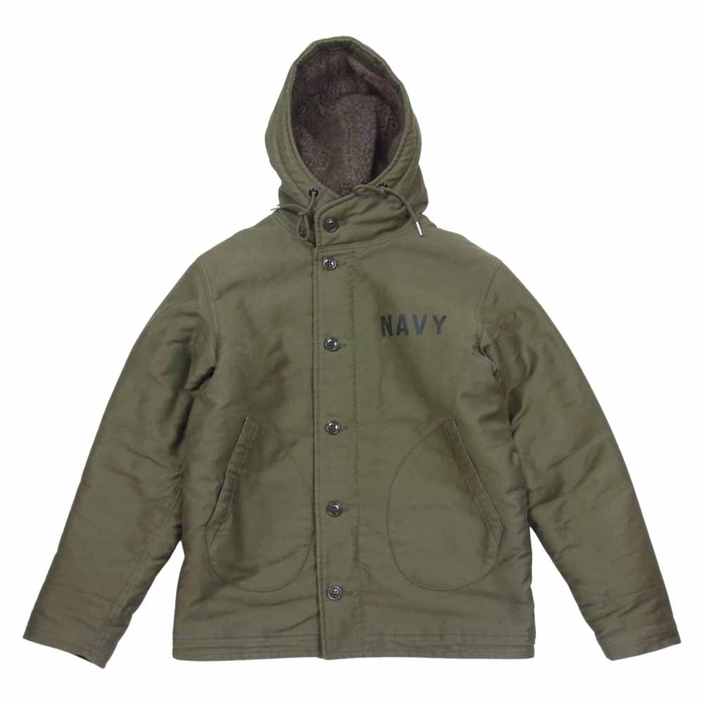 TOY'S McCOY トイズマッコイ TMJ1814 N-1 HOODED COAT FELIX THE CAT TOUGH MINDED CAT フェリックス プリント フーデッド デッキ ジャケット カーキ系 36【中古】
