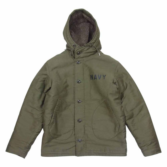 TOY'S McCOY トイズマッコイ TMJ1814 N-1 HOODED COAT FELIX THE CAT TOUGH MINDED CAT フェリックス プリント フーデッド デッキ ジャケット カーキ系 36【中古】