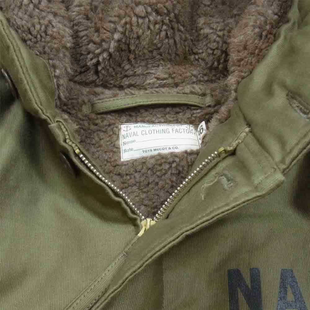 TOY'S McCOY トイズマッコイ TMJ1814 N-1 HOODED COAT FELIX THE CAT TOUGH MINDED CAT フェリックス プリント フーデッド デッキ ジャケット カーキ系 36【中古】