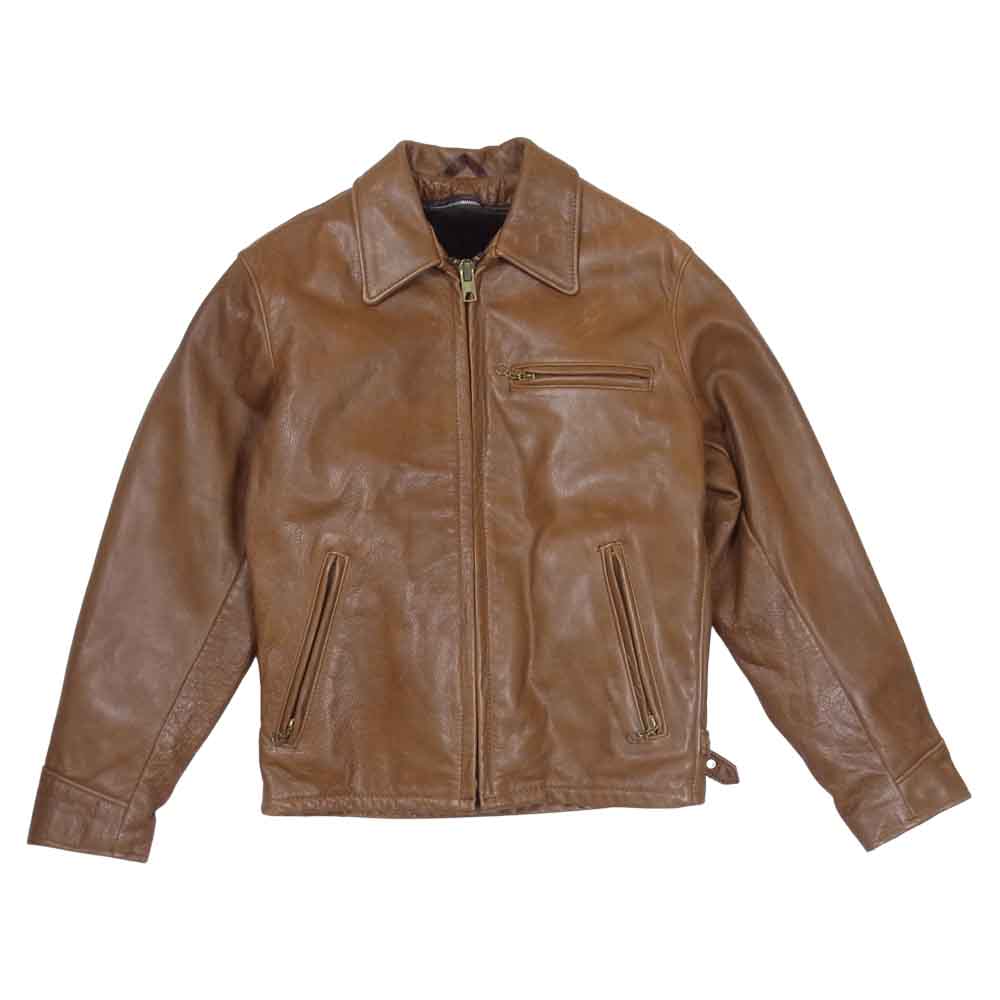 schott ショット 642 ボアライナー付 レザー シングル ライダース ジャケット ブラウン系 36【中古】
