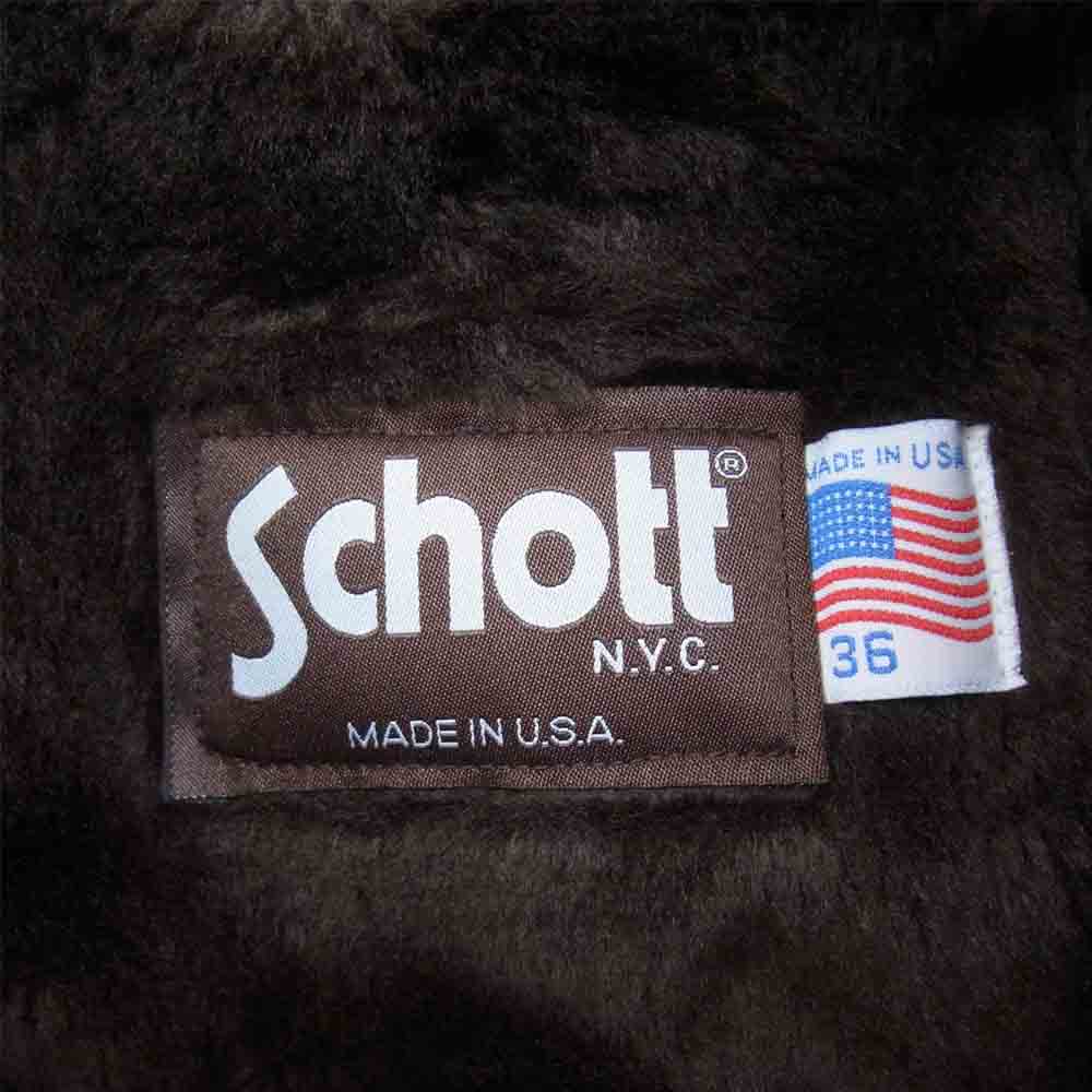 schott ショット 642 ボアライナー付 レザー シングル ライダース ジャケット ブラウン系 36【中古】