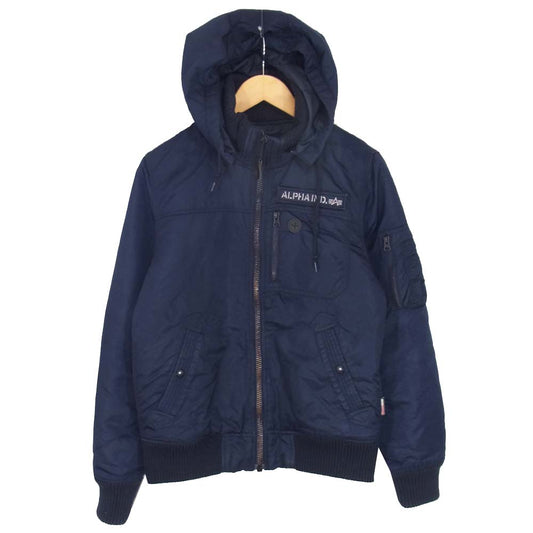 ALPHA アルファ TA1049-067 フーデッド フライト リブ ジャケット ネイビー系 M【中古】