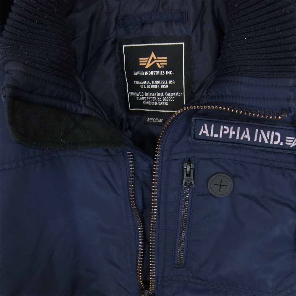 ALPHA アルファ TA1049-067 フーデッド フライト リブ ジャケット ネイビー系 M【中古】