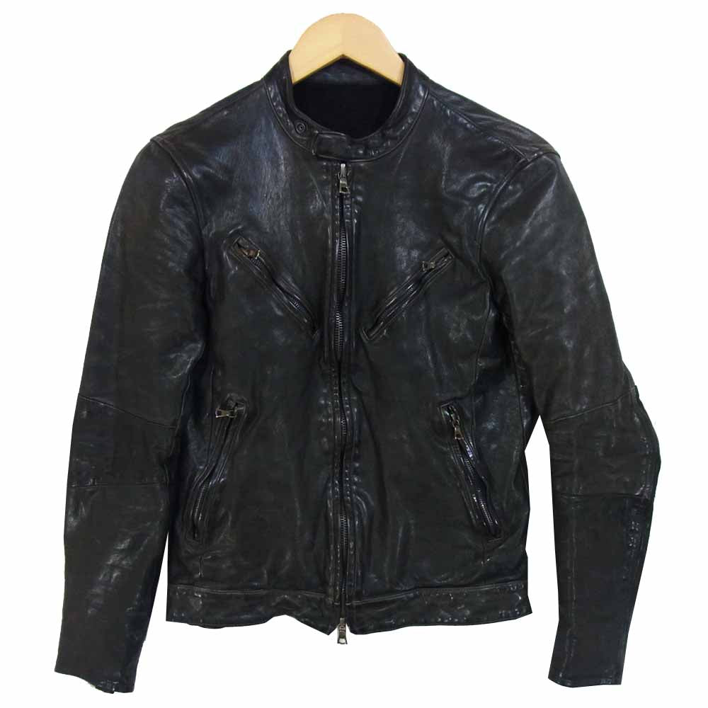 バックラッシュ 1119-01 ドイツ ECO カーフ 製品染め シングルライダース ブラック系 S【中古】