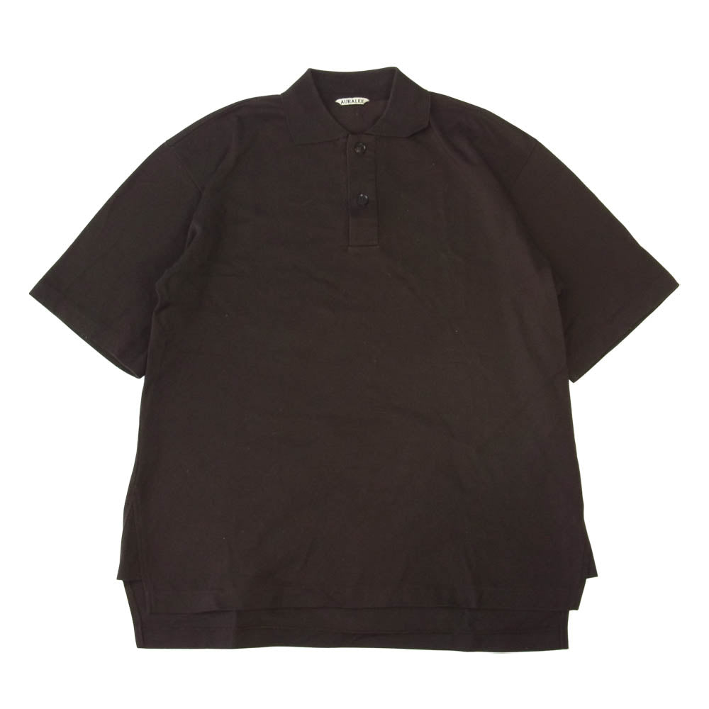 AURALEE オーラリー 21SS A21SP01EK SUPER FINE COTTON SALT SHRINK PIQUE BIG POLO シュリンク ピケ 半袖 ビッグ ポロシャツ ブラウン系 3【中古】
