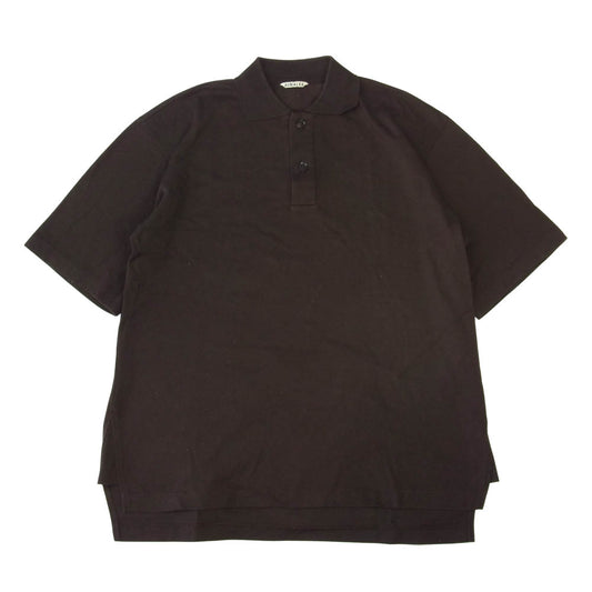 AURALEE オーラリー 21SS A21SP01EK SUPER FINE COTTON SALT SHRINK PIQUE BIG POLO シュリンク ピケ 半袖 ビッグ ポロシャツ ブラウン系 3【中古】