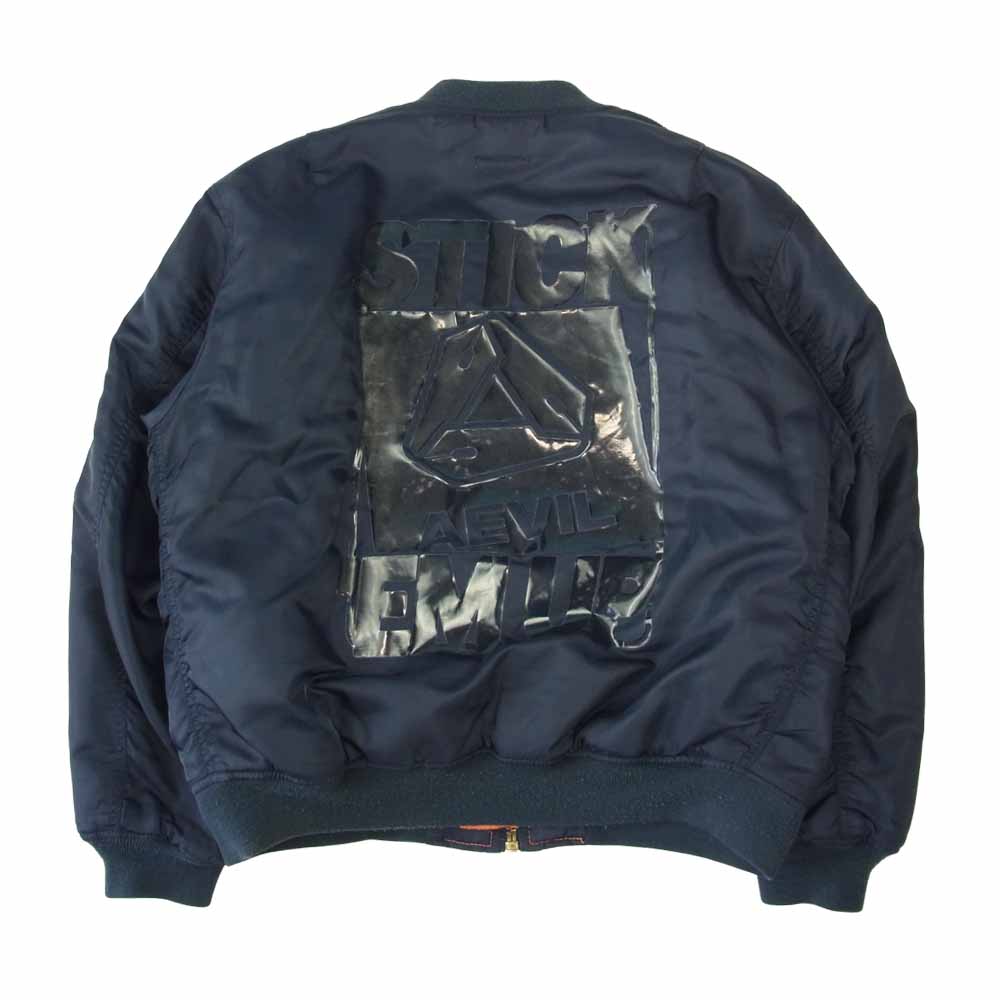 エイヴィル ラヴェルズ FOSTEX GARMENTS INC. BOMBER JACKET MA-1 バックプリント ブルゾン ボンバー ジャケット ネイビー系 L【中古】