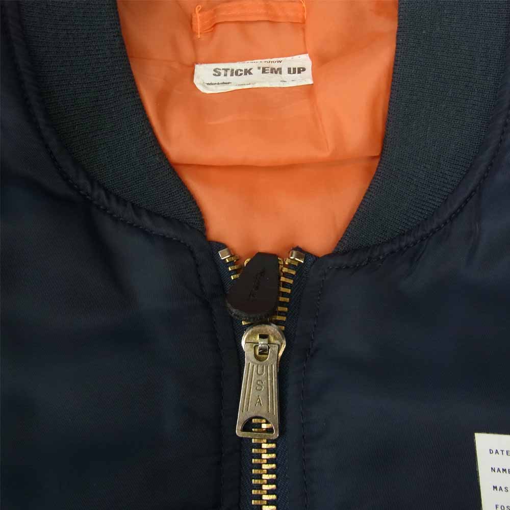 エイヴィル ラヴェルズ FOSTEX GARMENTS INC. BOMBER JACKET MA-1 バックプリント ブルゾン ボンバー ジャケット ネイビー系 L【中古】