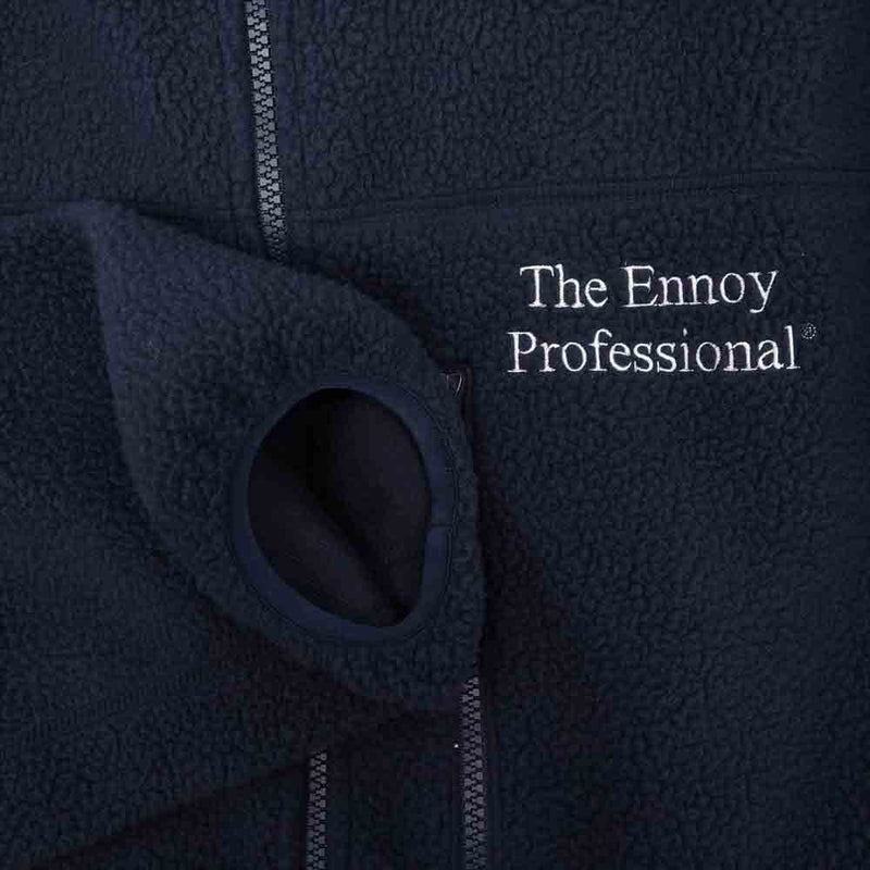 エンノイ THE ENNOY PROFESSIONAL ロゴ刺繍 ジップ フリース ジャケット ネイビー系 M【美品】【中古】