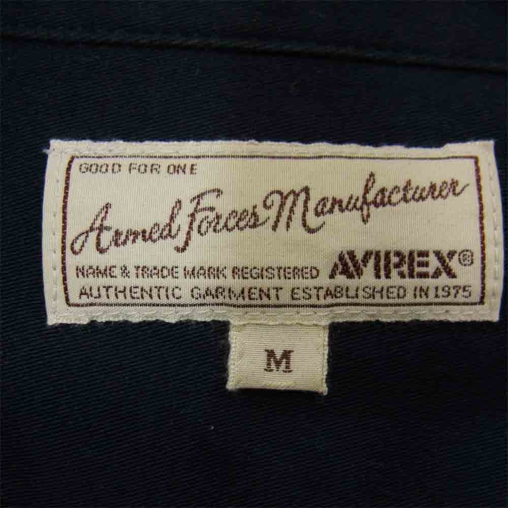AVIREX アヴィレックス 6185139-87 STRETCH TWILL PATCHED SHIRT ストレッチ ツイル パッチ シャツ ネイビー系 M【中古】
