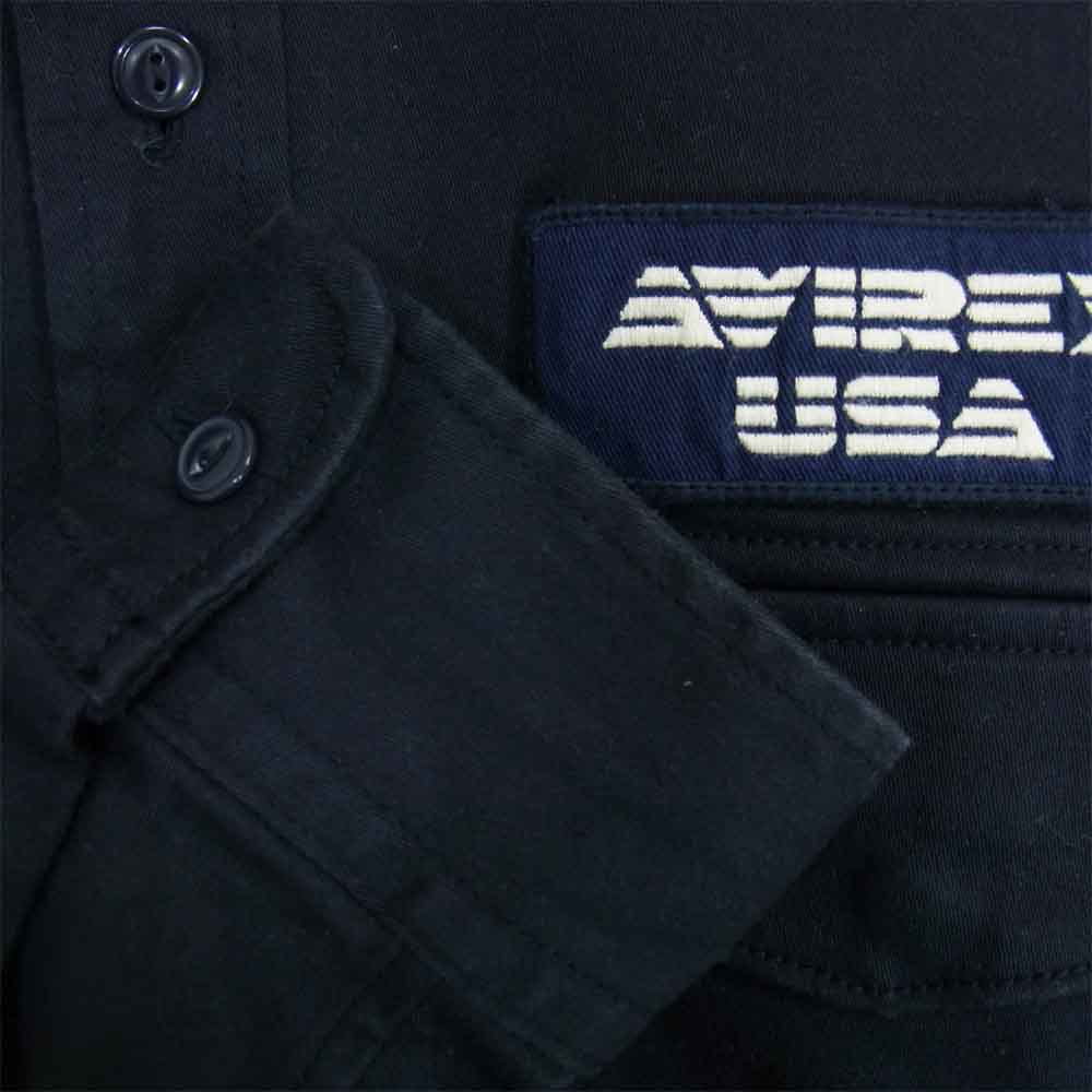 AVIREX アヴィレックス 6185139-87 STRETCH TWILL PATCHED SHIRT ストレッチ ツイル パッチ シャツ ネイビー系 M【中古】