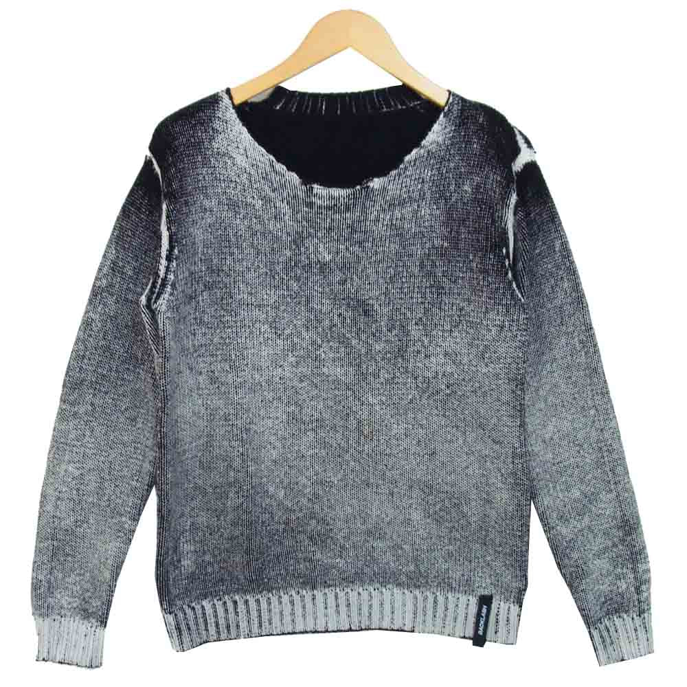 イサムカタヤマ バックラッシュ 16SS K752-01 カットオフネック スプレー ニット ホワイト×ブラック系 L【中古】