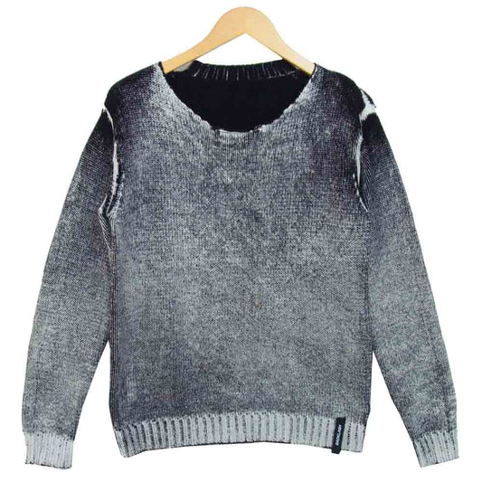 イサムカタヤマ バックラッシュ 16SS K752-01 カットオフネック スプレー ニット ホワイト×ブラック系 L【中古】