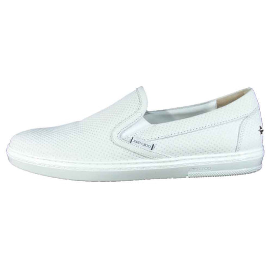 JIMMY CHOO ジミーチュウ GROVE PUT スター スタッズ パンチング レザー スリッポン ホワイト系 44【美品】【中古】