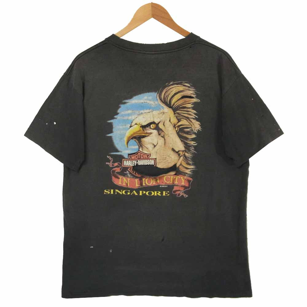 アレスグレイ ハーレーダビッドソン ラメ ダメージ 半袖 Tシャツ コットン ダークグレー系 L【中古】