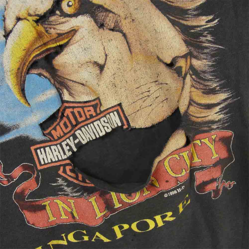 アレスグレイ ハーレーダビッドソン ラメ ダメージ 半袖 Tシャツ コットン ダークグレー系 L【中古】