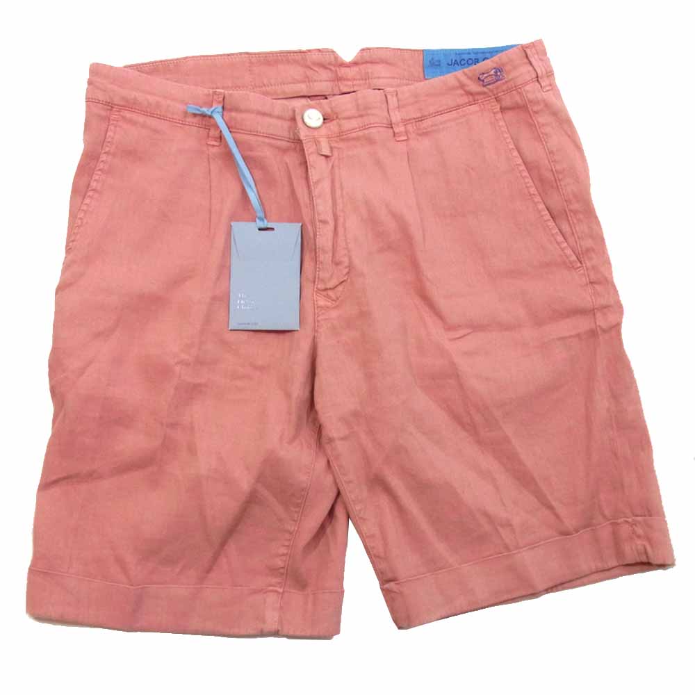 JACOB COHEN ヤコブコーエン TROPEZ ガーメント ダイ ウォッシュド リネン コットン ストレッチ ショーツ ピンク系 32【新古品】【未使用】【中古】