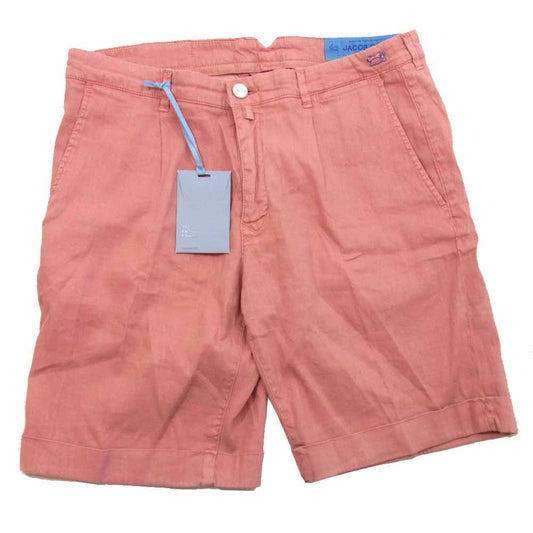 JACOB COHEN ヤコブコーエン TROPEZ ガーメント ダイ ウォッシュド リネン コットン ストレッチ ショーツ ピンク系 32【新古品】【未使用】【中古】