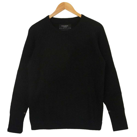 ザイノウエブラザーズ エストネーション ESTNATION 別注 アルパカ ウール ワッフル クルーネック ニット ブラック系 L【極上美品】【中古】
